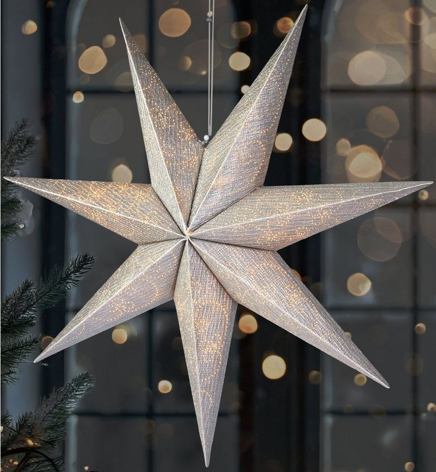 BRUBAKER LED Stern 60 cm Weihnachtsstern für Innen - LED Adventsstern Hängend, Beleuchtbar mit Batterie für Weihnachten, LED fest integriert, Warmweiß, Leuchtstern zum Aufhängen für Fensterdeko und Weihnachtsdeko von BRUBAKER