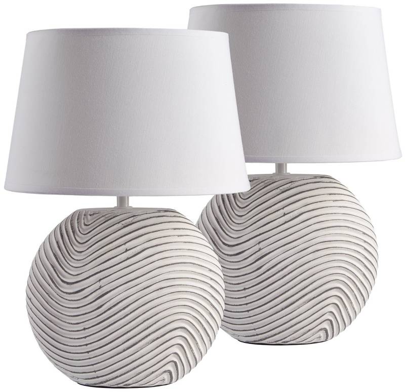 BRUBAKER Nachttischlampe 2er Set Tischlampe "Zen Garden", ohne Leuchtmittel, 2x moderne Nachttischlampen mit Keramikfuß - Tischlampen Set - Modern von BRUBAKER