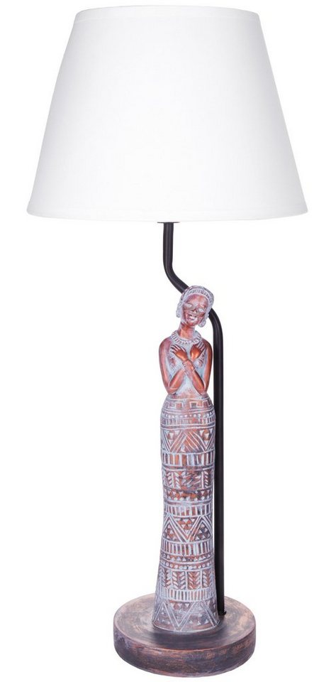 BRUBAKER Nachttischlampe Tischleuchte Afrikanische Frau in Kupfer-Optik, ohne Leuchtmittel, Motiv Lampe mit Keramikfuß, Höhe 58 cm von BRUBAKER