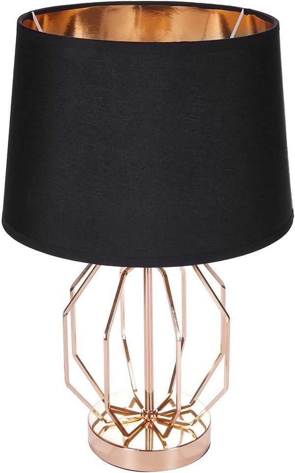BRUBAKER Nachttischlampe Vintage Tischlampe Gold Gitter Muster, ohne Leuchtmittel, Moderne Tischleuchten mit Metallfuß, Höhe 45 cm, Deko Nachttischlampen von BRUBAKER