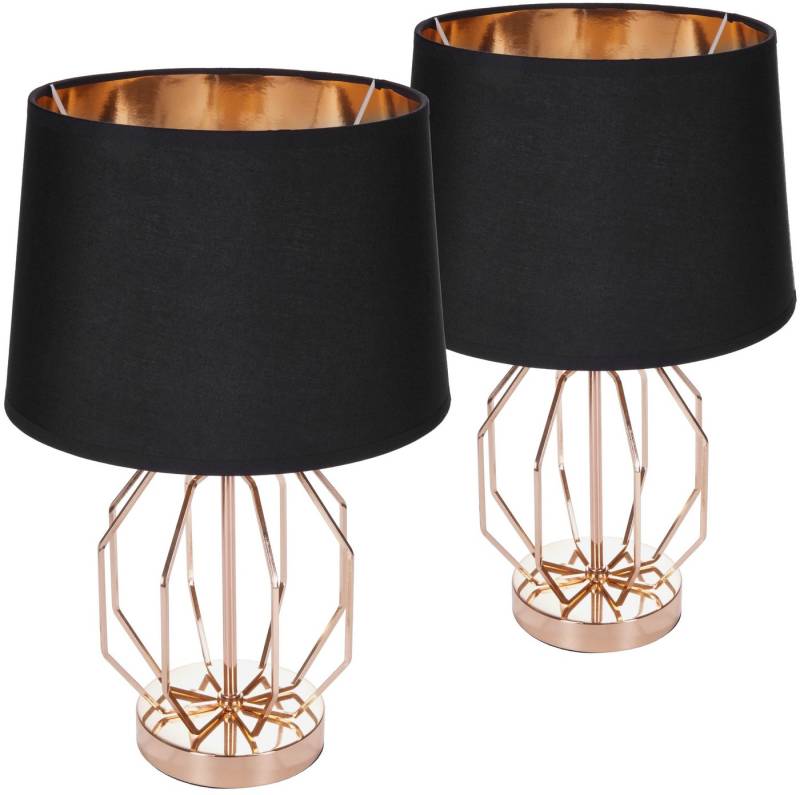 BRUBAKER Nachttischlampe Vintage Tischlampe Gold Gitter Muster, ohne Leuchtmittel, Moderne Tischleuchten mit Metallfuß, Höhe 45 cm, Deko Nachttischlampen von BRUBAKER