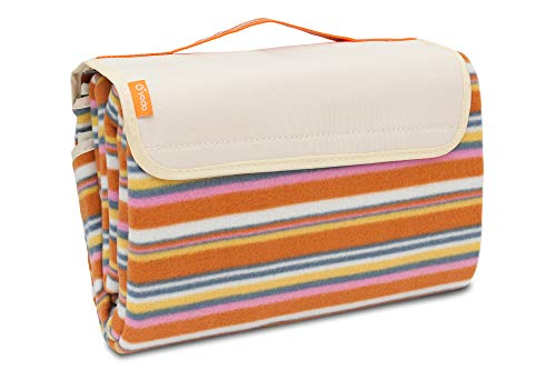 BRUBAKER Picknick Decke Fleece mit wasserfester PEVA Unterseite 150 x 135 cm Weiß Streifen Multicolor BRUBAKER Picknick Decke Fleece mit wasserfester PEVA Unterseite 150 x 135 cm Weiß Streifen Multicolor von BRUBAKER