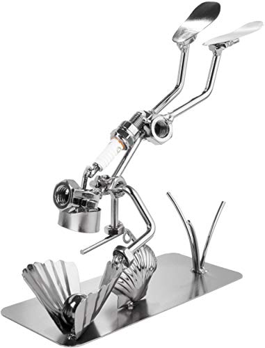 BRUBAKER Schraubenmännchen Taucher mit Muschel - Handarbeit Eisenfigur Metallmännchen Perlentaucher - Metallfigur Geschenkidee für Taucher von BRUBAKER