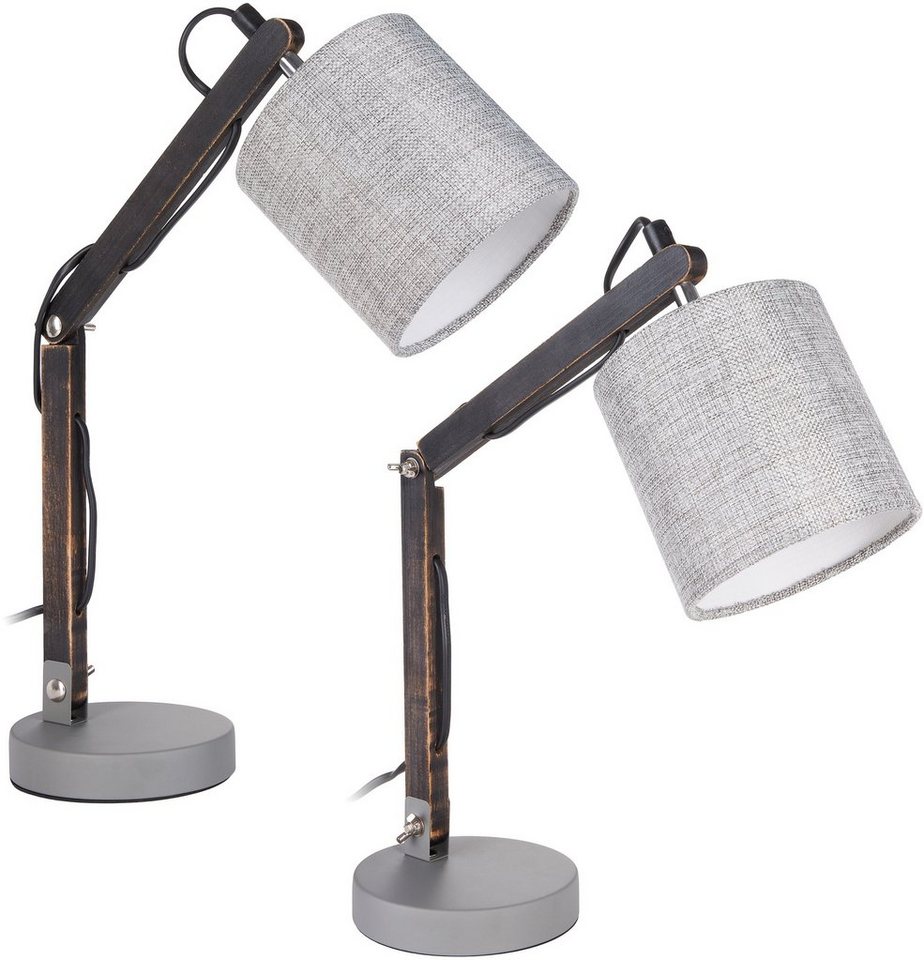 BRUBAKER Schreibtischlampe 2er Set verstellbare Leselampen, ohne Leuchtmittel, Tischleuchten bis 52 cm Höhe, Tischlampe, Nachttischlampe von BRUBAKER
