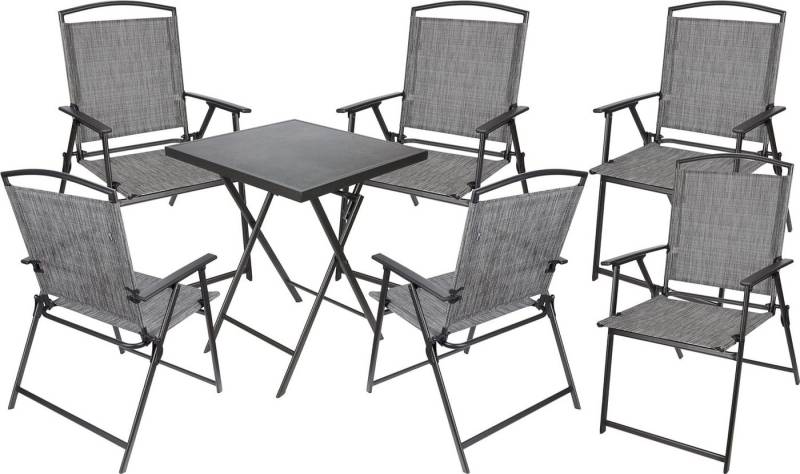 BRUBAKER Sitzgruppe Garten Sitzgruppe Bergamo - 1 Klapptisch eckig mit Camping Stühlen, (1-tlg., Gartenstühle für Balkon und Terrasse), Wetterfest und platzsparend - Campingstühle mit Tisch von BRUBAKER