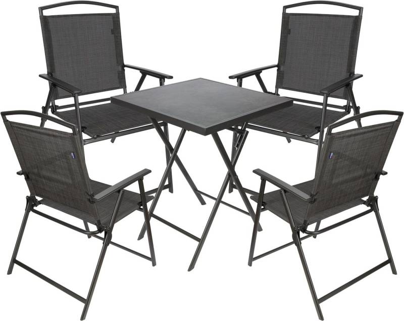 BRUBAKER Sitzgruppe Garten Sitzgruppe Bergamo - 1 Klapptisch eckig mit Camping Stühlen, (1-tlg., Gartenstühle für Balkon und Terrasse), Wetterfest und platzsparend - Campingstühle mit Tisch von BRUBAKER