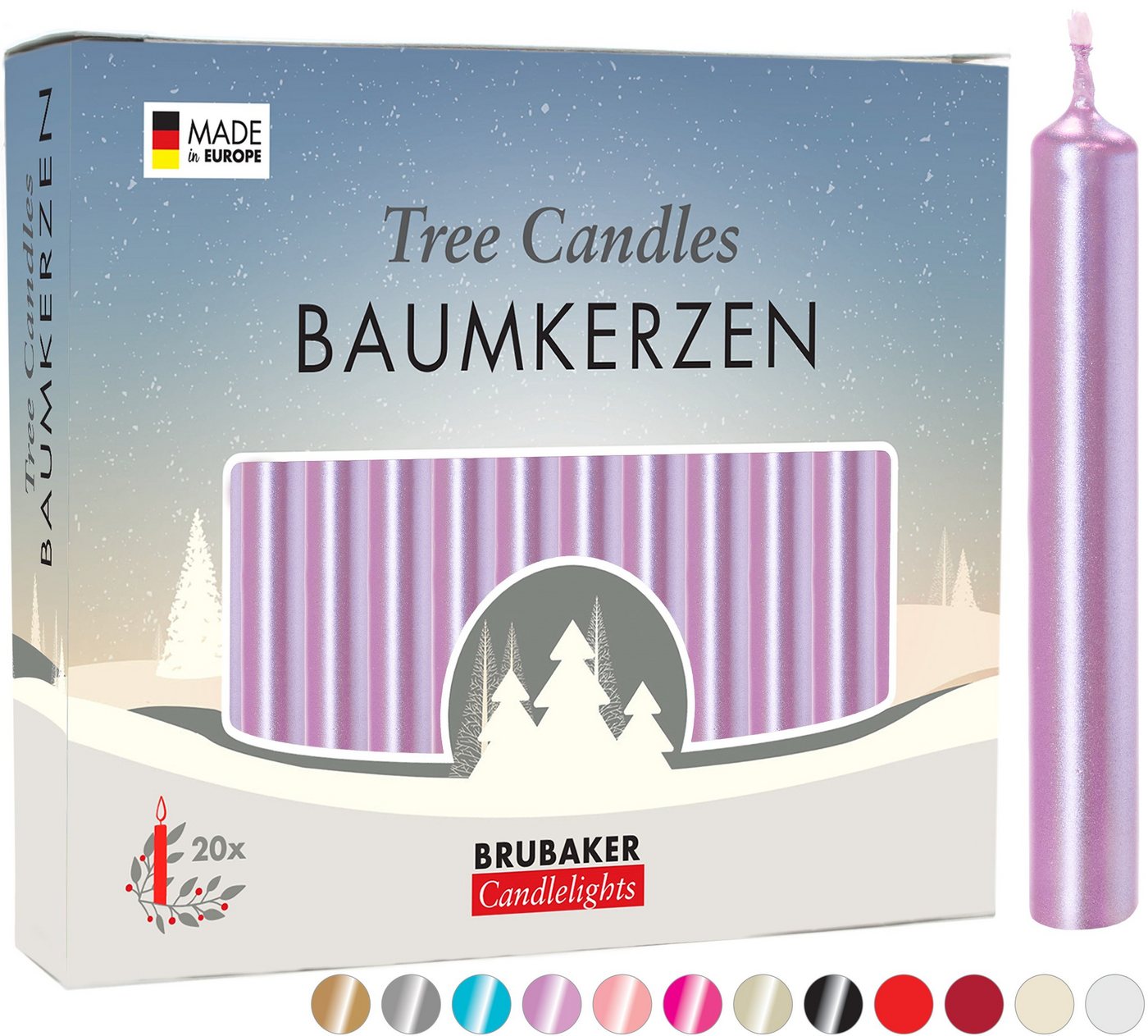 BRUBAKER Tafelkerze Baumkerzen aus Wachs (100er Pack Christbaumkerzen, 100-tlg), rauchfreie und geruchsneutrale Pyramidenkerzen, Wachskerzen für Weihnachtsdekoration, bunte Weihnachtskerzen von BRUBAKER