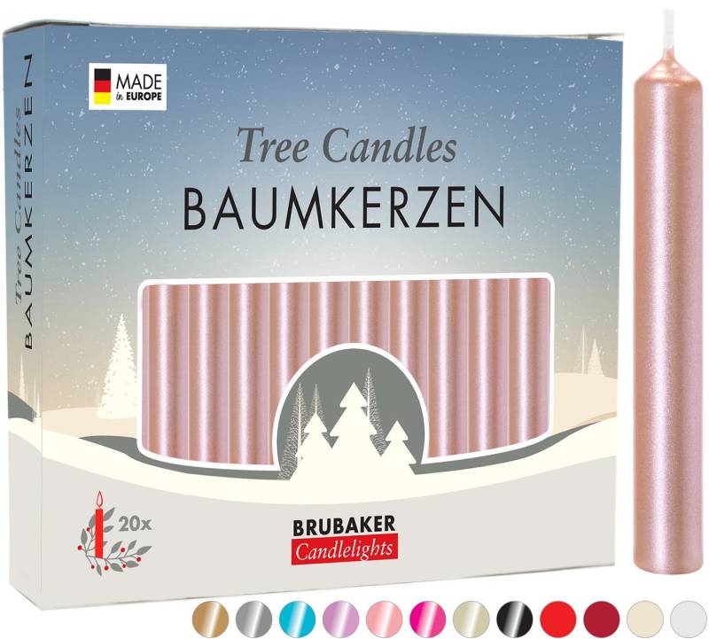 BRUBAKER Tafelkerze Baumkerzen aus Wachs (100er Pack Christbaumkerzen, 100-tlg., Wachskerzen für Weihnachtsdekoration, bunte Weihnachtskerzen), rauchfreie und geruchsneutrale Pyramidenkerzen von BRUBAKER