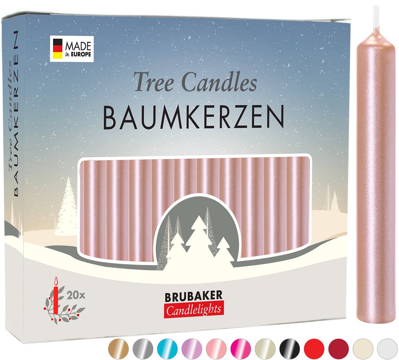 BRUBAKER Tafelkerze Baumkerzen aus Wachs (200er Pack Christbaumkerzen, 200-tlg., Wachskerzen für Weihnachtsdekoration, bunte Weihnachtskerzen), rauchfreie und geruchsneutrale Pyramidenkerzen von BRUBAKER