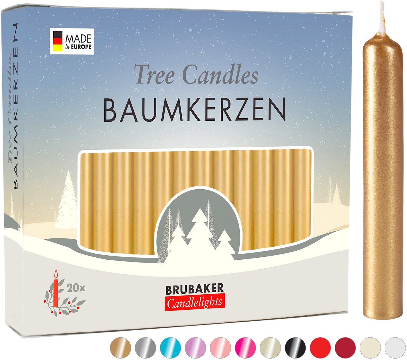 BRUBAKER Tafelkerze Baumkerzen aus Wachs (200er Pack Christbaumkerzen, 200-tlg), rauchfreie und geruchsneutrale Pyramidenkerzen, Wachskerzen für Weihnachtsdekoration, bunte Weihnachtskerzen von BRUBAKER