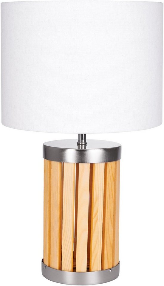 BRUBAKER Tischleuchte Nachttischlampe Holz, Tischlampe, Ohne Leuchtmittel, Fuß aus Holz/Metall von BRUBAKER