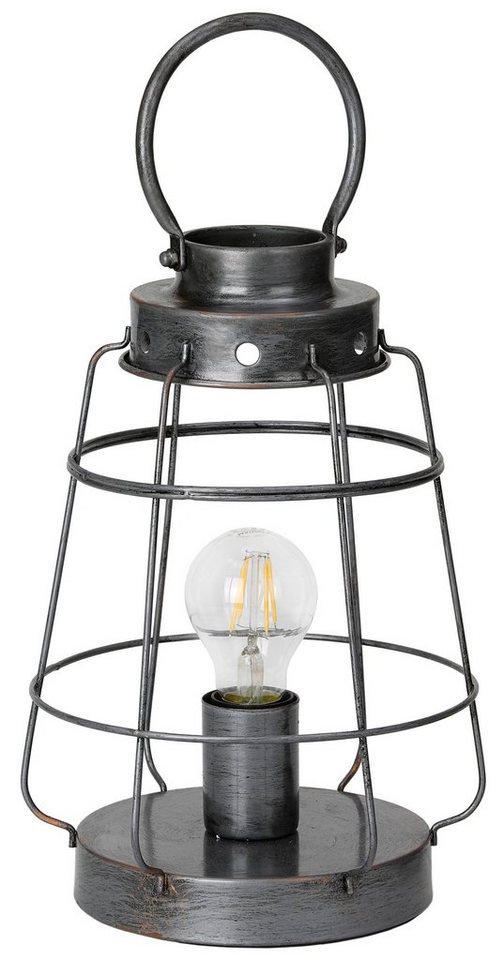 BRUBAKER Tischleuchte Vintage Gitter Tischlampe, Nachttischlampe, Ohne Leuchtmittel, mit Griff von BRUBAKER