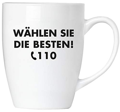 BRUBAKER - Wählen Sie die Besten! 110 Polizei - Kaffeetasse aus Keramik - 300 ml - Kaffeebecher von BRUBAKER