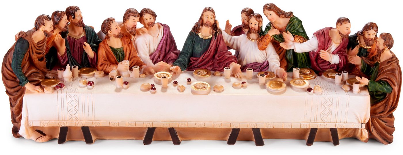 BRUBAKER Weihnachtsfigur Das letzte Abendmahl - Jesus und seine 12 Jünger am Tisch (36 cm Weihnachtsfigur mit handbemalten Figuren aus Polyresin, 1 St), Abendmahlszene Weihnachtsdekoration - Tischdekoration von BRUBAKER