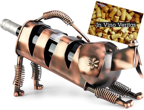 BRUBAKER Weinflaschenhalter Hund - Kupferfarbener Flaschenhalter aus Metall - Deko Geschenk für Hundebesitzer - Metallfigur Weingeschenk Flaschenständer mit Geschenkkarte - Farbe: Kupfer BRUBAKER Weinflaschenhalter Hund - Kupferfarbener Flaschenhalter aus Metall - Deko Geschenk für Hundebesitzer - Metallfigur Weingeschenk Flaschenständer mit Geschenkkarte - Farbe: Kupfer von BRUBAKER