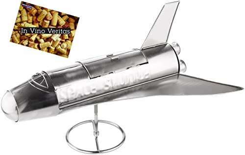 BRUBAKER Weinflaschenhalter Space Shuttle - Metall Skulptur Flaschenständer Rakete Raumfähre - Silber Metallfigur Flaschenhalter Weingeschenk für Raumfahrt und Weltall Fans mit Grußkarte BRUBAKER Weinflaschenhalter Space Shuttle - Metall Skulptur Flaschenständer Rakete Raumfähre - Silber Metallfigur Flaschenhalter Weingeschenk für Raumfahrt und Weltall Fans mit Grußkarte von BRUBAKER