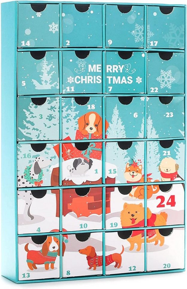 BRUBAKER befüllbarer Adventskalender DIY Hunde Weihnachtskalender zum Befüllen für Leckerlis (1-tlg), Kalender Weihnachten für Haustiere - 32,5 cm von BRUBAKER