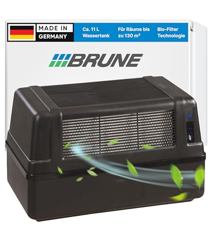 BRUNE Lufbefeuchter B 120 - Für Räume bis 130 m³ - Verdunstung mit Filter für gesundes Raumklima - 11L Tank - Made in DE, Schwarz von BRUNE