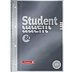 BRUNNEN Student Premium Notebook DIN A4 Kariert Spiralbindung Pappkarton Anthrazit-Metallic Perforiert 160 Seiten 80 Blatt von BRUNNEN