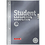 BRUNNEN Student Premium Notebook DIN A4 Kariert Spiralbindung Pappkarton Anthrazit-Metallic Perforiert 160 Seiten 80 Blatt von BRUNNEN