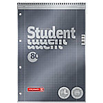 BRUNNEN Student Premium Notebook DIN A4 Kariert Spiralbindung Pappkarton Anthrazit-Metallic Perforiert 160 Seiten 80 Blatt von BRUNNEN