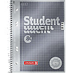 BRUNNEN Student Premium Notebook DIN A5 Kariert Spiralbindung Pappkarton Anthrazit-Metallic Perforiert 160 Seiten 80 Blatt von BRUNNEN