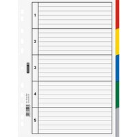 BRUNNEN Ordnerregister Vollformat blanko weiß 5-teilig, 1 St. von BRUNNEN