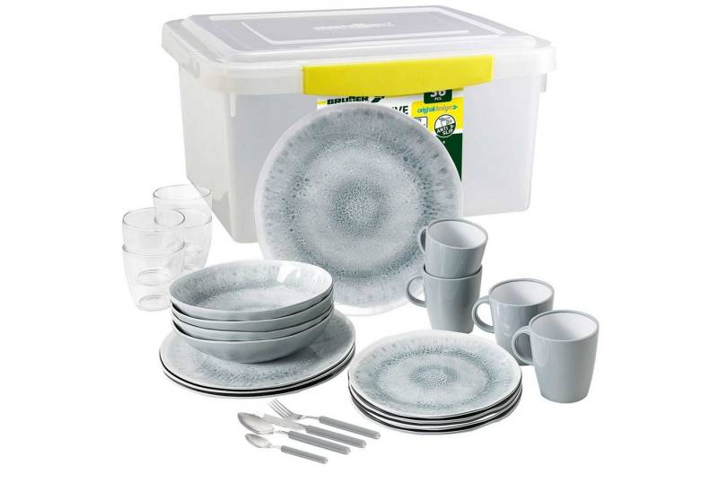 BRUNNER Geschirr-Set BRUNNER Camping Geschirrset PEARL (8, 12, 16, 36-Teile) Rutschfest (36-tlg) von BRUNNER