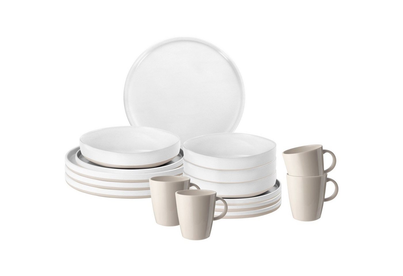 BRUNNER Geschirr-Set Melamin Ess Geschirr Set Lunch, Melamin-/Mineralgemisch, Box 16-teilig Camping Reise Teller Becher von BRUNNER