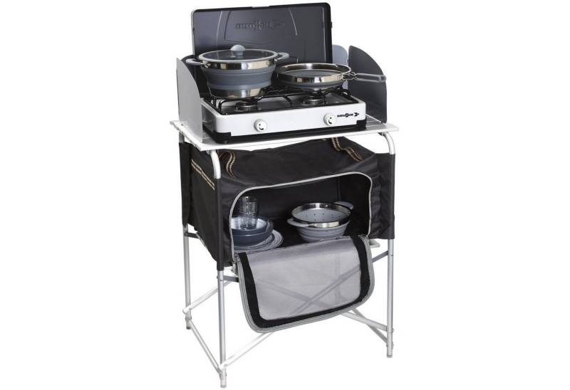 BRUNNER Stoffschrank Camping Reise Küche Snack Basic Küchen Tisch Box Falt Schrank Windschutz von BRUNNER