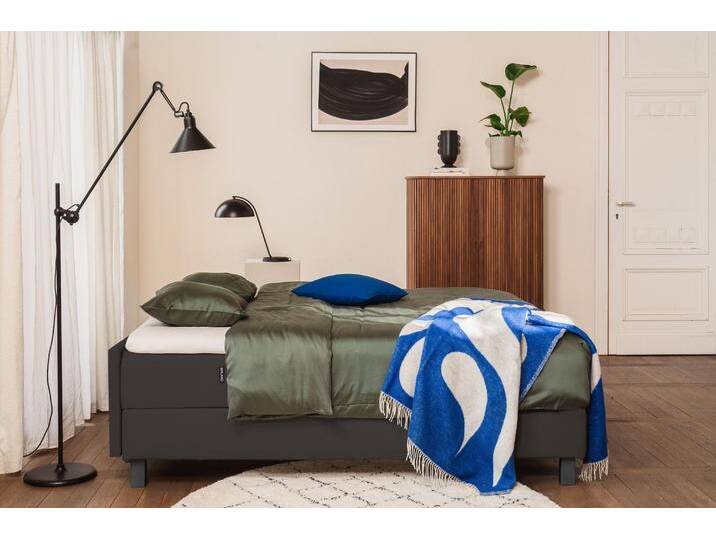 BRUNO Boxspringbett Premium 140x200cm in Anthrazit Matratzen-Härtegrad: Links H3 / Rechts H2 mehrfach ausgezeichnet in Design & Qualität von BRUNO