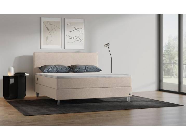 BRUNO Boxspringbett Premium 140x200cm in Beige Matratzen-Härtegrad: Links H2 / Rechts H3 mehrfach ausgezeichnet in Design & Qualität von BRUNO