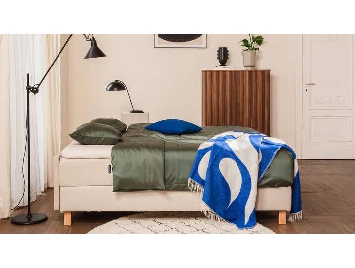 BRUNO Boxspringbett Premium 140x200cm in Beige Matratzen-Härtegrad: Links H3 / Rechts H2 mehrfach ausgezeichnet in Design & Qualität von BRUNO