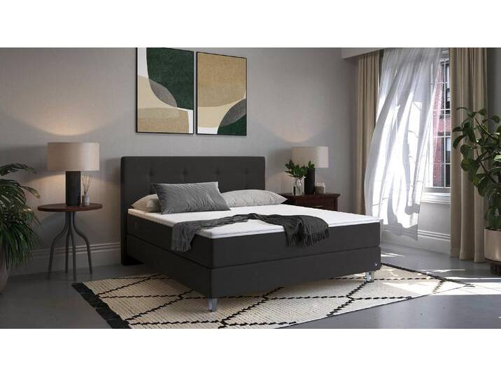 BRUNO Boxspringbett Premium 160x200cm in Anthrazit Matratzen-Härtegrad: Links H3 / Rechts H3 mehrfach ausgezeichnet in Design & Qualität von BRUNO