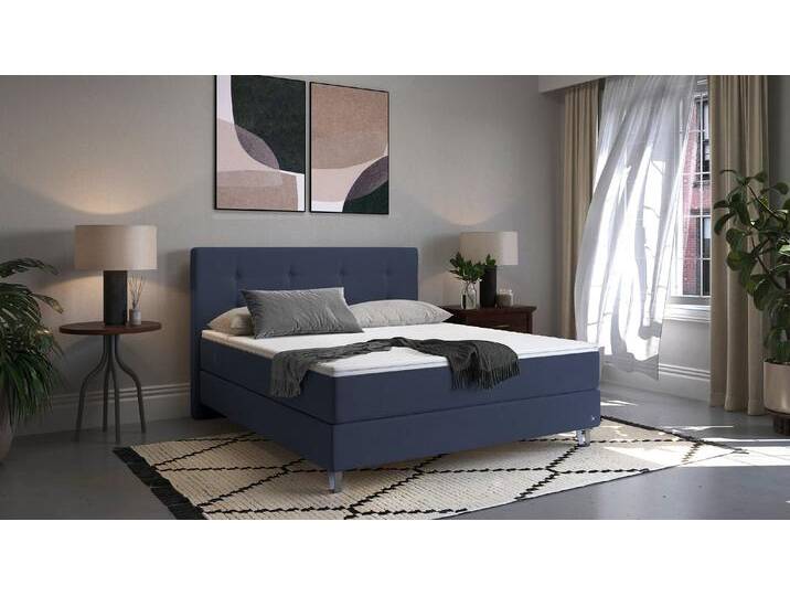 BRUNO Boxspringbett Premium 160x200cm in Blau Matratzen-Härtegrad: Links H3 / Rechts H2 mehrfach ausgezeichnet in Design & Qualität von BRUNO