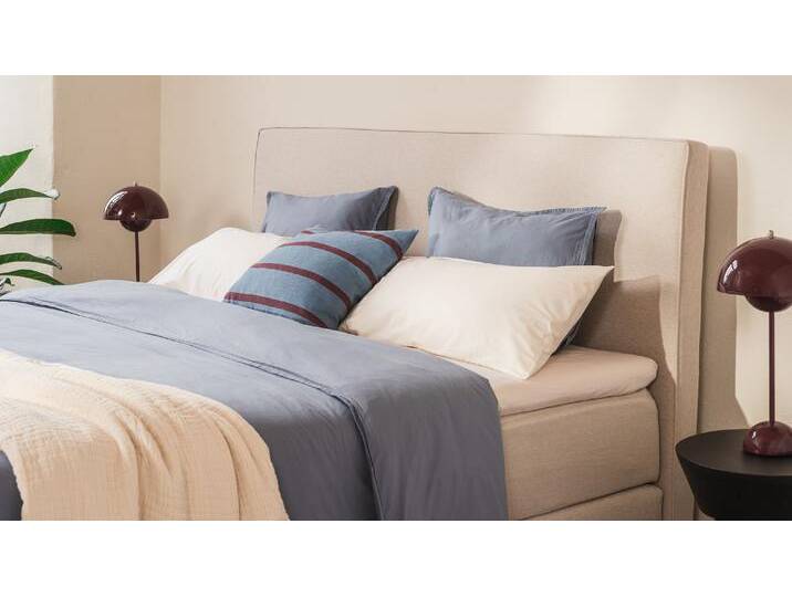 BRUNO Boxspringbett Premium 180x200cm in Beige Matratzen-Härtegrad: Links H3 / Rechts H2 mehrfach ausgezeichnet in Design & Qualität von BRUNO