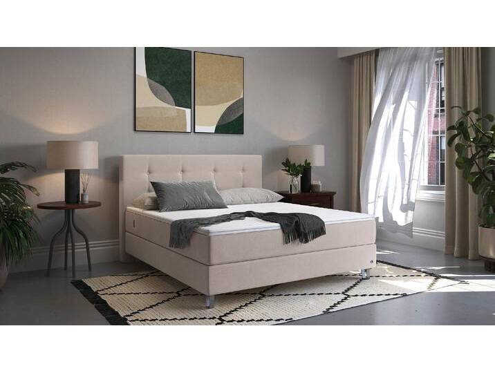 BRUNO Boxspringbett Premium 200x200cm in Beige Matratzen-Härtegrad: Links H2 / Rechts H3 mehrfach ausgezeichnet in Design & Qualität von BRUNO
