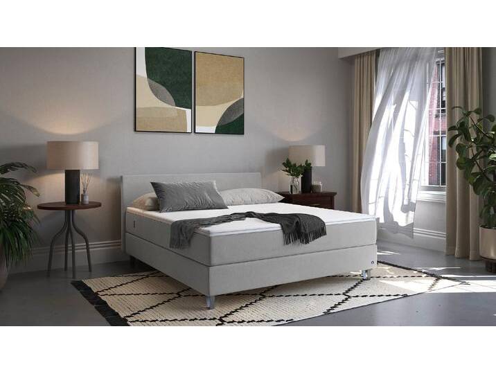 BRUNO Boxspringbett Premium 200x200cm in Hellgrau Matratzen-Härtegrad: Links H2 / Rechts H3 mehrfach ausgezeichnet in Design & Qualität von BRUNO
