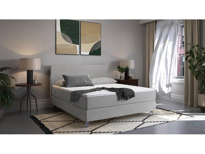 BRUNO Boxspringbett Premium 200x200cm in Hellgrau Matratzen-Härtegrad: Links H3 / Rechts H2 mehrfach ausgezeichnet in Design & Qualität von BRUNO