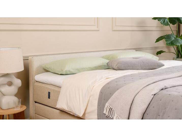BRUNO Boxspringbett Premium mit Bettkasten 160x200cm in Beige Matratzen-Härtegrad: Links H3 / Rechts H2 extra viel Stauraum & individuell konfigurierbar von BRUNO