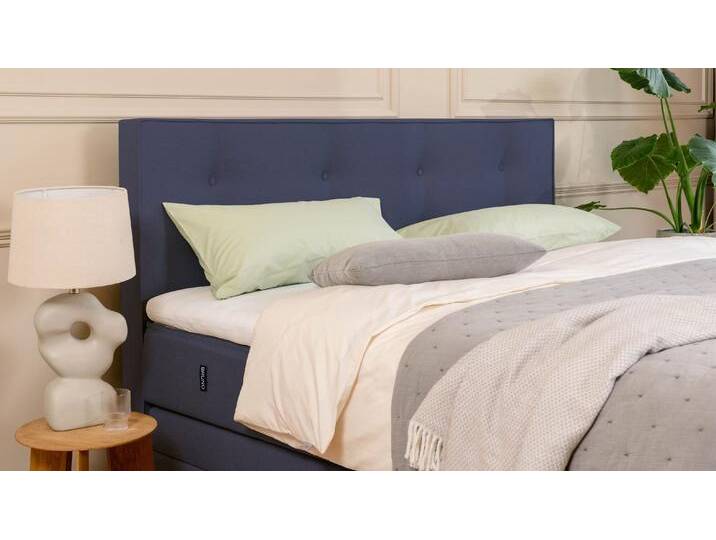 BRUNO Boxspringbett Premium mit Bettkasten 160x200cm in Blau Matratzen-Härtegrad: Links H2 / Rechts H3 extra viel Stauraum & individuell konfigurierbar von BRUNO