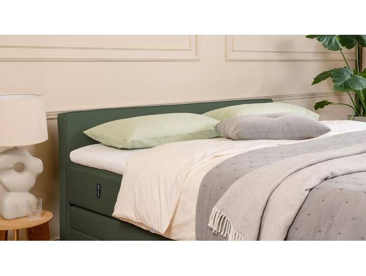 BRUNO Boxspringbett Premium mit Bettkasten 160x200cm in Grün Matratzen-Härtegrad: Links H3 / Rechts H2 extra viel Stauraum & individuell konfigurierbar von BRUNO