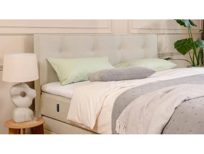 BRUNO Boxspringbett Premium mit Bettkasten 180x200cm in Beige Matratzen-Härtegrad: Links H2 / Rechts H3 extra viel Stauraum & individuell konfigurierbar von BRUNO