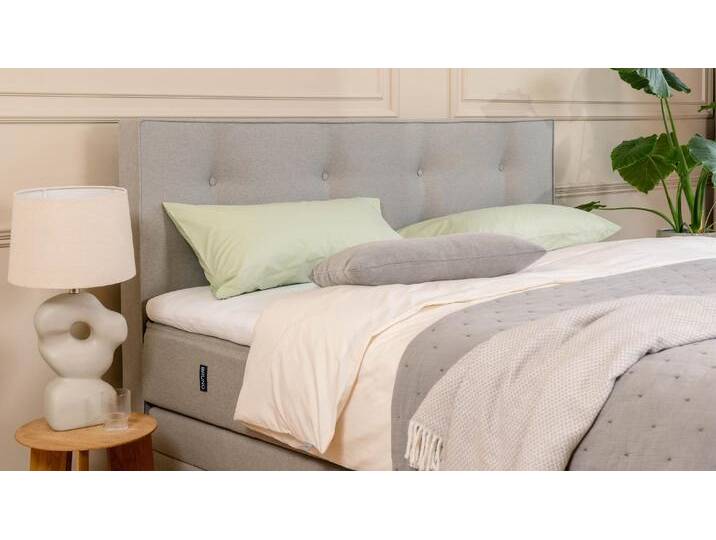 BRUNO Boxspringbett Premium mit Bettkasten 200x200cm in Hellgrau Matratzen-Härtegrad: Links H3 / Rechts H2 extra viel Stauraum & individuell konfigurierbar von BRUNO