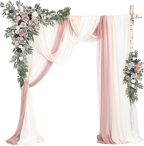 BRYER Künstlicher Hochzeitsbogen mit Blumen-Set (5 Stück), 2er-Pack künstliche Rosen-Hochzeitsblumengirlande, handgefertigte Rosenrebe für Hochzeitsfeier, Zeremonie, Wandbehang,A7 von BRYER