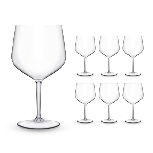 BRYNA - 6-teiliges Set GIN Gläser 75 cl aus Polycarbonat (Hartkunststoff), 100% italienisches Design, Unzerbrechliche Gläser, Wiederverwendbare und Waschbare Weingläser, Transparent von BRYNA BY AMZ BETTER