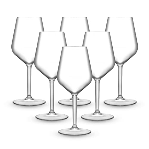 BRYNA - Set 6 Stück Weingläser 33 Cl aus Polycarbonat (Hartkunststoff), 100% italienisches Design, Unzerbrechliche Gläser, Wiederverwendbare und Spülmaschinenfeste Weingläser, Transparent von BRYNA BY AMZ BETTER