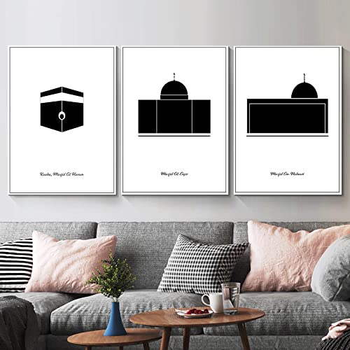 BROLEO Moschee Kaaba Islamisches Poster Schwarz Weiß Minimalistischer Druck Wandkunst Gemälde Religion Bild Moderne Heimdekoration/Kein Rahmen BROLEO Moschee Kaaba Islamisches Poster Schwarz Weiß Minimalistischer Druck Wandkunst Gemälde Religion Bild Moderne Heimdekoration/Kein Rahmen von BROLEO