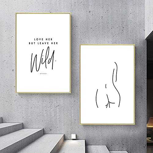 BRoleo Strichzeichnung Wandkunst Leinwand Poster Abstrakter Frauenkörper Einfache Malerei Minimalistischer Druck Dekoratives Bild Wohnzimmer Dekor/Kein Rahmen von BRoleo