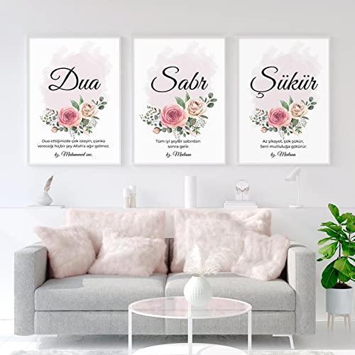 Florale rosa moderne Poster Leinwand Malerei islamische Allah blühende Blumen Wand Kunstdruck Bilder Wohnzimmer Inneneinrichtung Home Decor/kein Rahmen von BRoleo